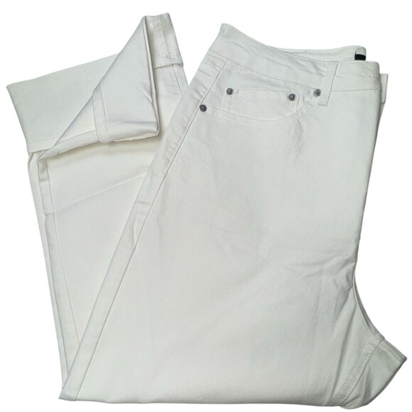 Frye High Rise Cropped Pants Size 16 16/34 Ivory White Denim Jeans Ankle New - Picture 2 of 13